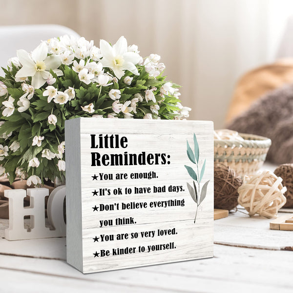 Inspirational Little Reminders Wood Box Sign Desk Decor, Inspirational Desk Decor