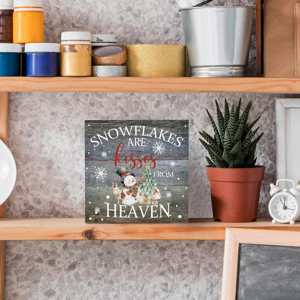 Christmas Snowflakes are Kisses from Heaven Wood Box Sign Desk Decor