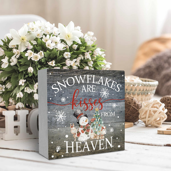 Christmas Snowflakes are Kisses from Heaven Wood Box Sign Desk Decor