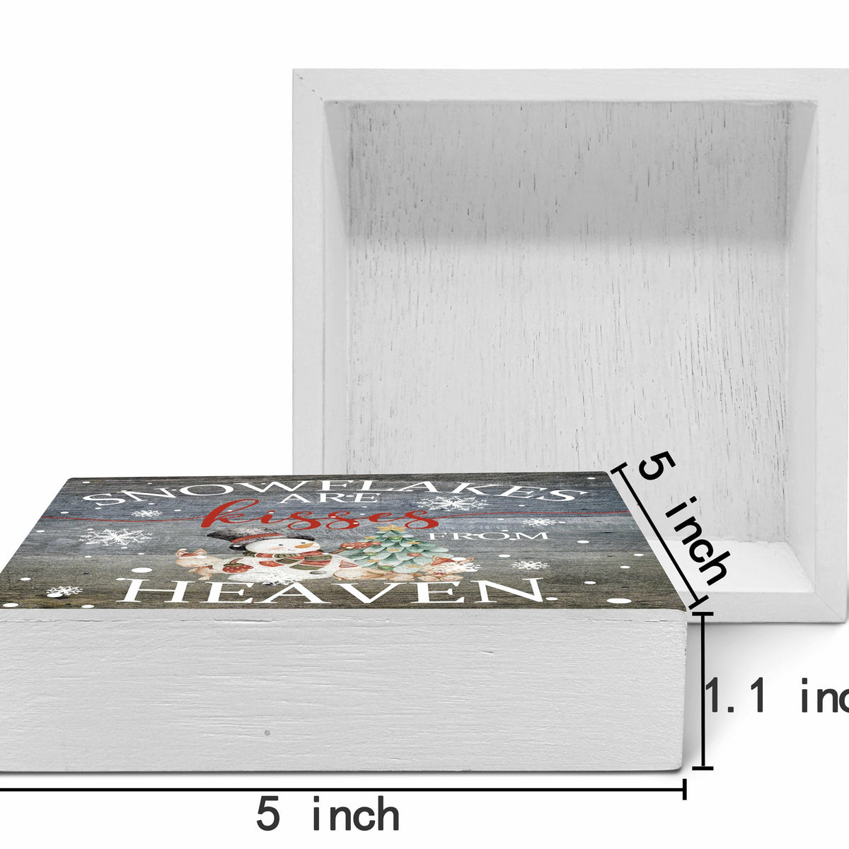 Christmas Snowflakes are Kisses from Heaven Wood Box Sign Desk Decor