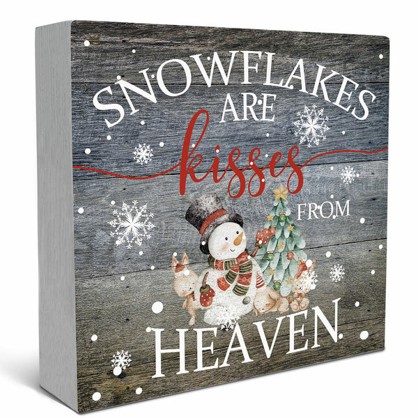 Christmas Snowflakes are Kisses from Heaven Wood Box Sign Desk Decor