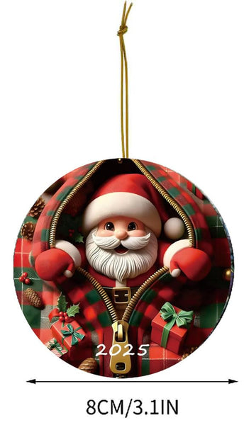 2025 Christmas Ornaments, Funny Ceramic Christmas Tree Decorations, Stained Glass Style, Unique Santa Gift Exchange
