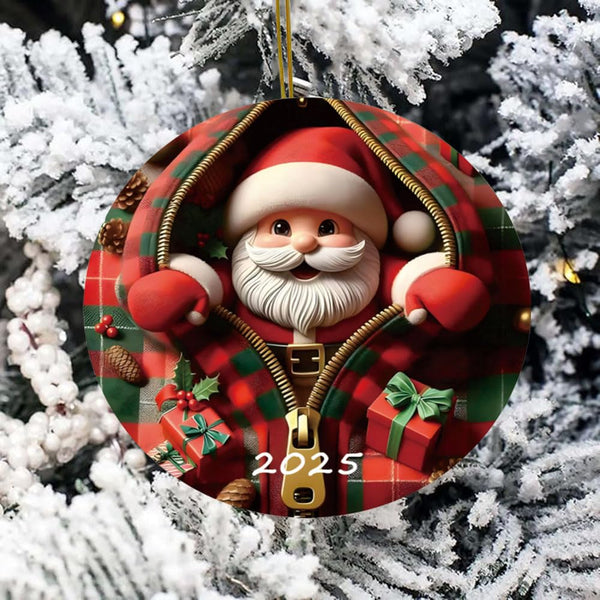 2025 Christmas Ornaments, Funny Ceramic Christmas Tree Decorations, Stained Glass Style, Unique Santa Gift Exchange