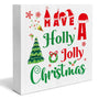 Indoor Christmas Decorations, Have a Holly Jolly Christmas Wooden Sign Decor, Farmhouse Christmas Wooden Block Sign