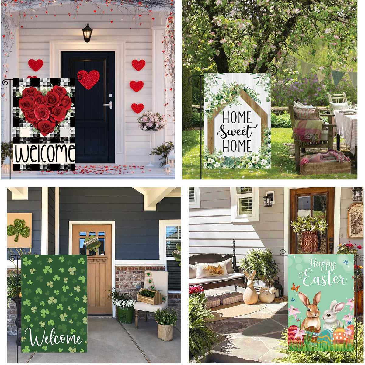 Seasonal Garden Flags Set of 12, Single Sided 12x18 Inch Yard Flags, Small Garden Flags for Outside