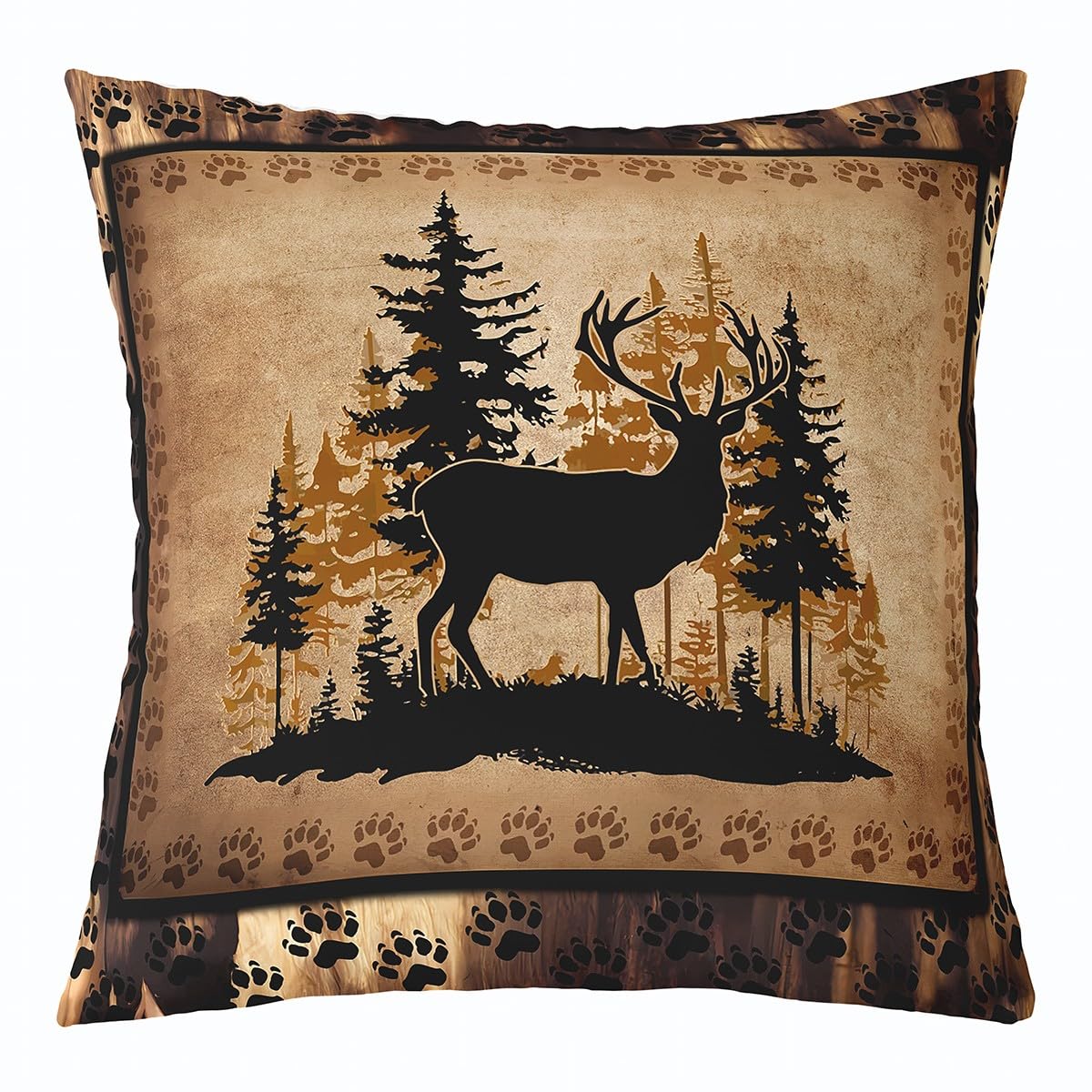 Set of 4 Vintage Bear Throw Pillow Covers,Cabin Deer Hunting Cushion Case for Home Living Room Decor