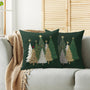 Christmas Pillow Covers 18X18 Set of 2, Dark Forest Green White Gold Xmas Tree Winter Decorative