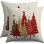 Christmas Pillow Covers 18X18 Set of 2, Red Gold Brown Xmas Tree Winter