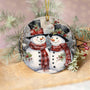 Snowman Couple Ornament Round Ceramic Ornaments Xmas Keepsake for Christmas Tree Winter Holiday Xmas Gift