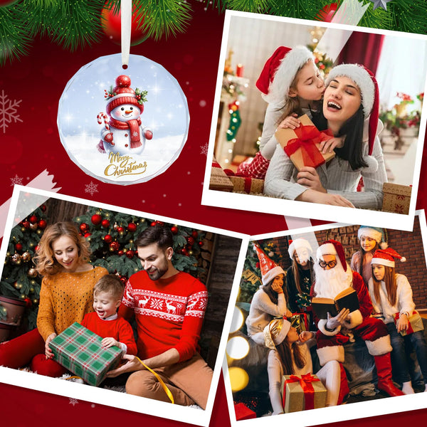 Snowman Ornaments, Christmas Ornaments, Crystal Glass Ornament Decoration for Christmas Tree, Xmas Holiday Decoration