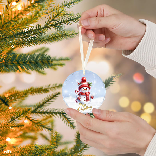 Snowman Ornaments, Christmas Ornaments, Crystal Glass Ornament Decoration for Christmas Tree, Xmas Holiday Decoration