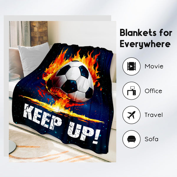 Soccer Blanket Gifts for Kids Adults - Soccer Gift for Boys Girls, Sports Throw Blankets for Team Player