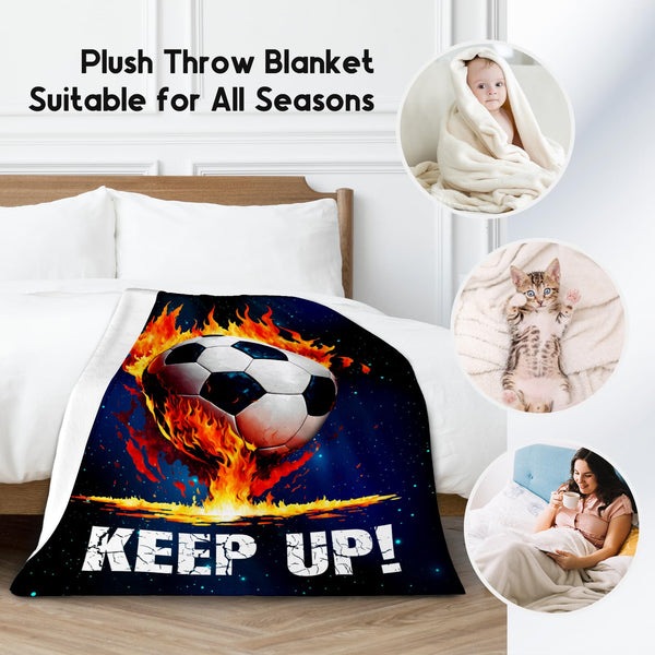 Soccer Blanket Gifts for Kids Adults - Soccer Gift for Boys Girls, Sports Throw Blankets for Team Player