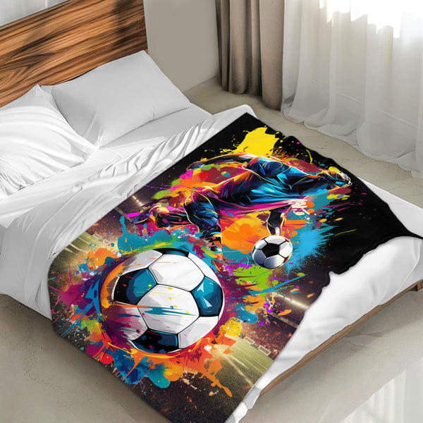 Soccer Blanket Gifts for Kids Boys, Small and Large Soft Fuzzy Warm Soccer Themed Prints Stuff Throw