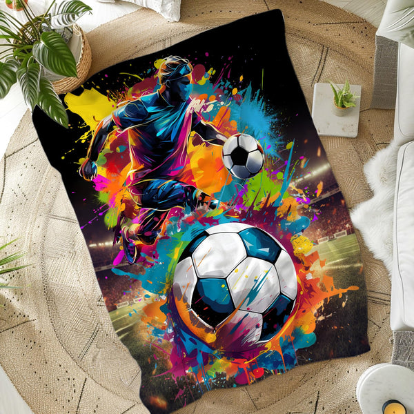 Soccer Blanket Gifts for Kids Boys, Small and Large Soft Fuzzy Warm Soccer Themed Prints Stuff Throw