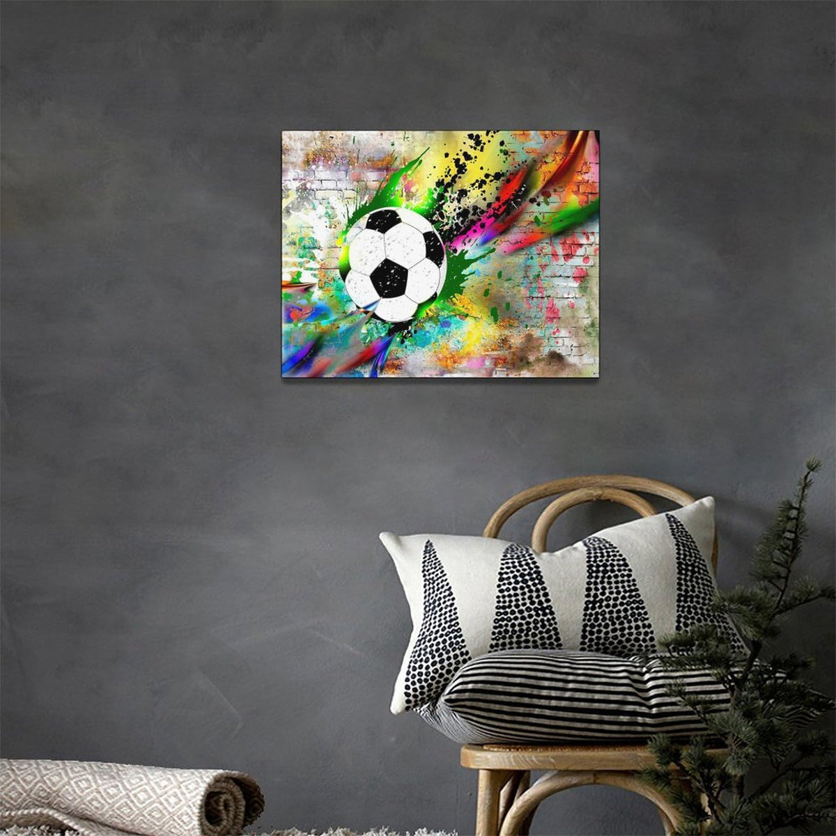 Soccer Wall Art Football Pictures Wall Decor Graffiti Sports Posters Canvas Prints Framed Artwork Paintings