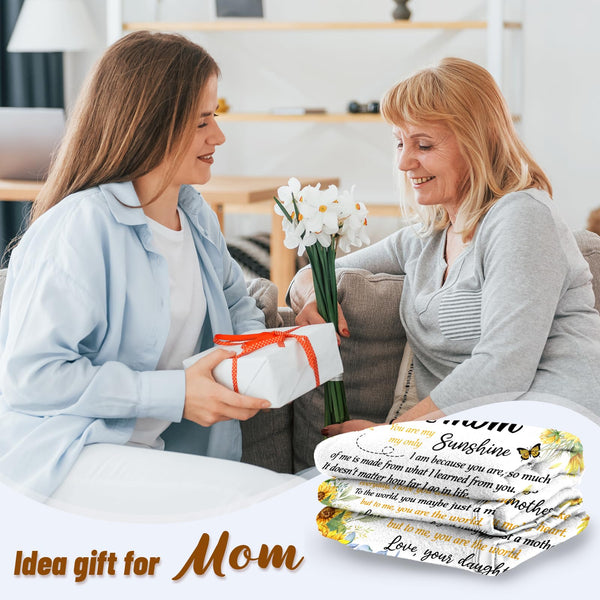 Soft Flannel Mom's Throw Blanket, Sunflower Perfect for Christmas or Mom's Birthday