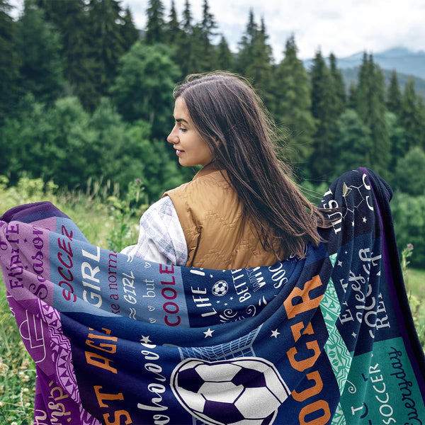 Soccer Gifts for Girls Blanket, Christmas Birthday Gifts for Soccer Lover/Coach/Team/Player