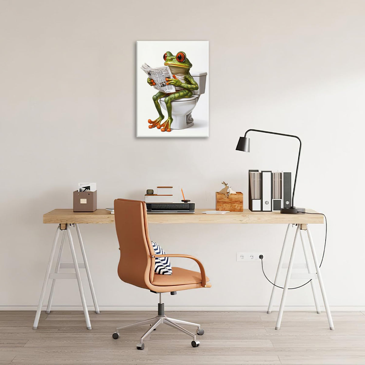 Frog Bathroom Wall Art, Funny Frog Pictures Wall Decor, Cute Animal Canvas Prints Painting