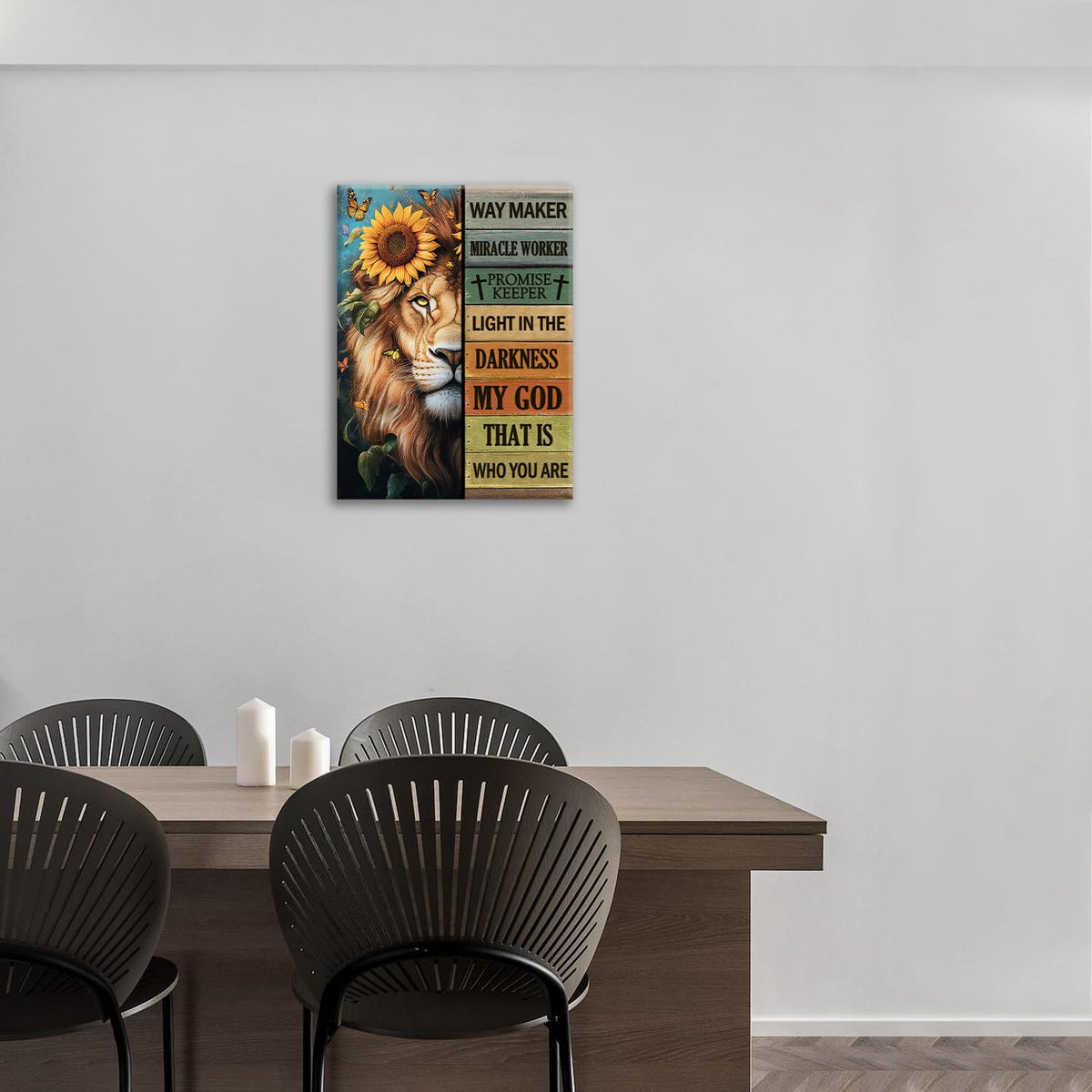 Lion Wall Art, Christian Lions of Judah Pictures Wall Decor, Inspirational Animal Butterfly Quotes Canvas Prints Paintings