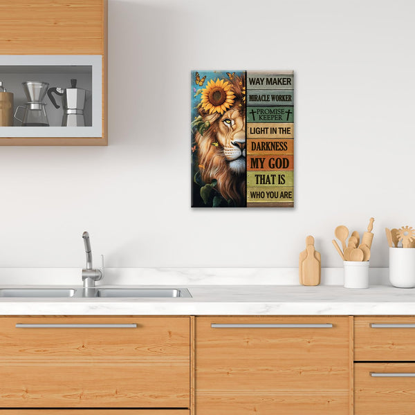 Lion Wall Art, Christian Lions of Judah Pictures Wall Decor, Inspirational Animal Butterfly Quotes Canvas Prints Paintings