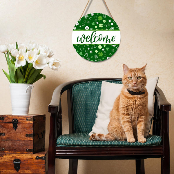 St Patricks Day Welcome Door Decoration for Home Welcome Shamrock Wreath Sign for Front Door St Patricks Day Outdoor