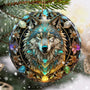 Stained Ceramic Wolf Ornament - Wolf Christmas Ornaments - Christmas Tree Ornaments