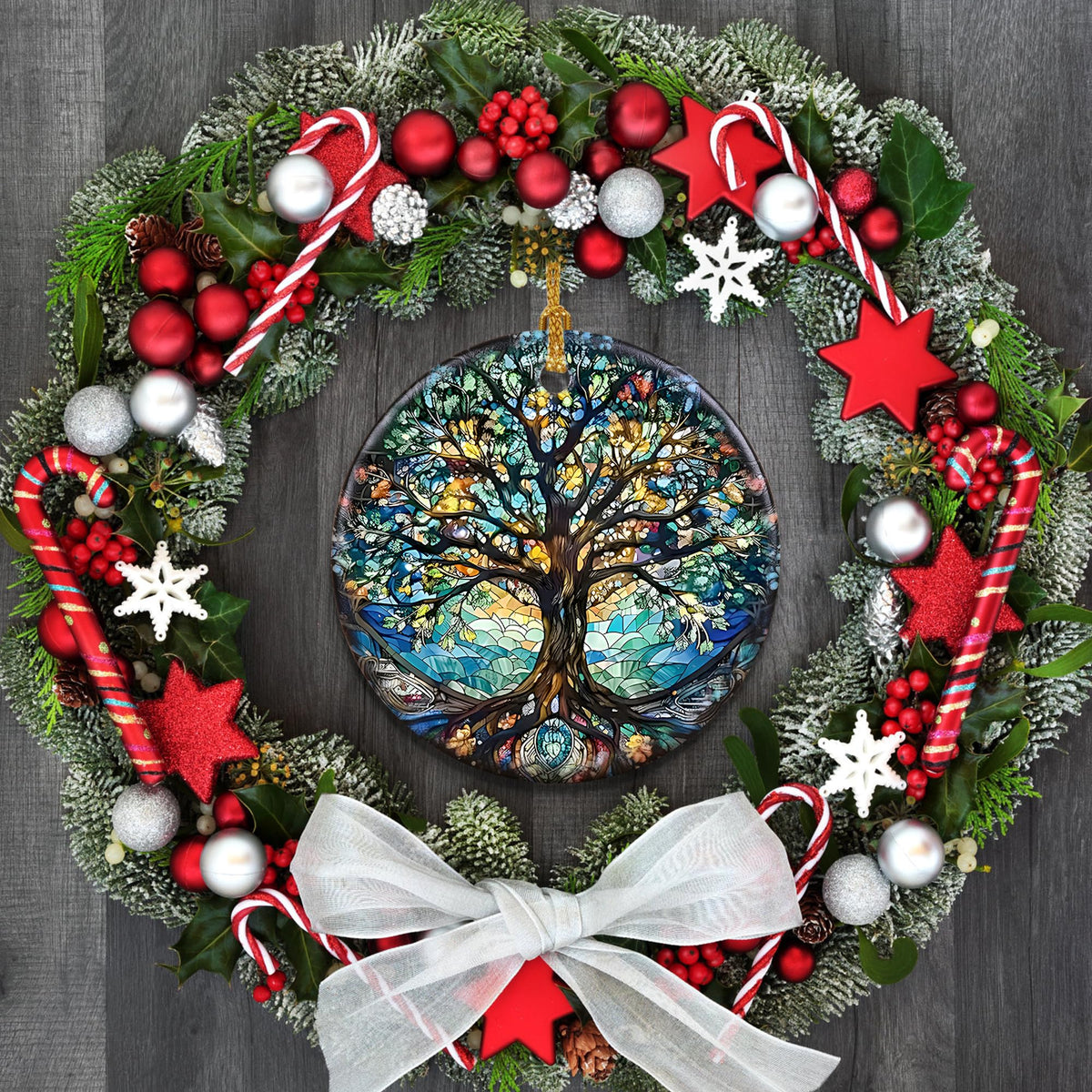 Stained Ceramic Tree of Life Ornament - Christmas Decorations and Holiday Present Ideas