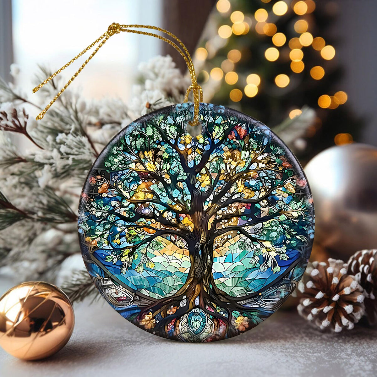 Stained Ceramic Tree of Life Ornament - Christmas Decorations and Holiday Present Ideas