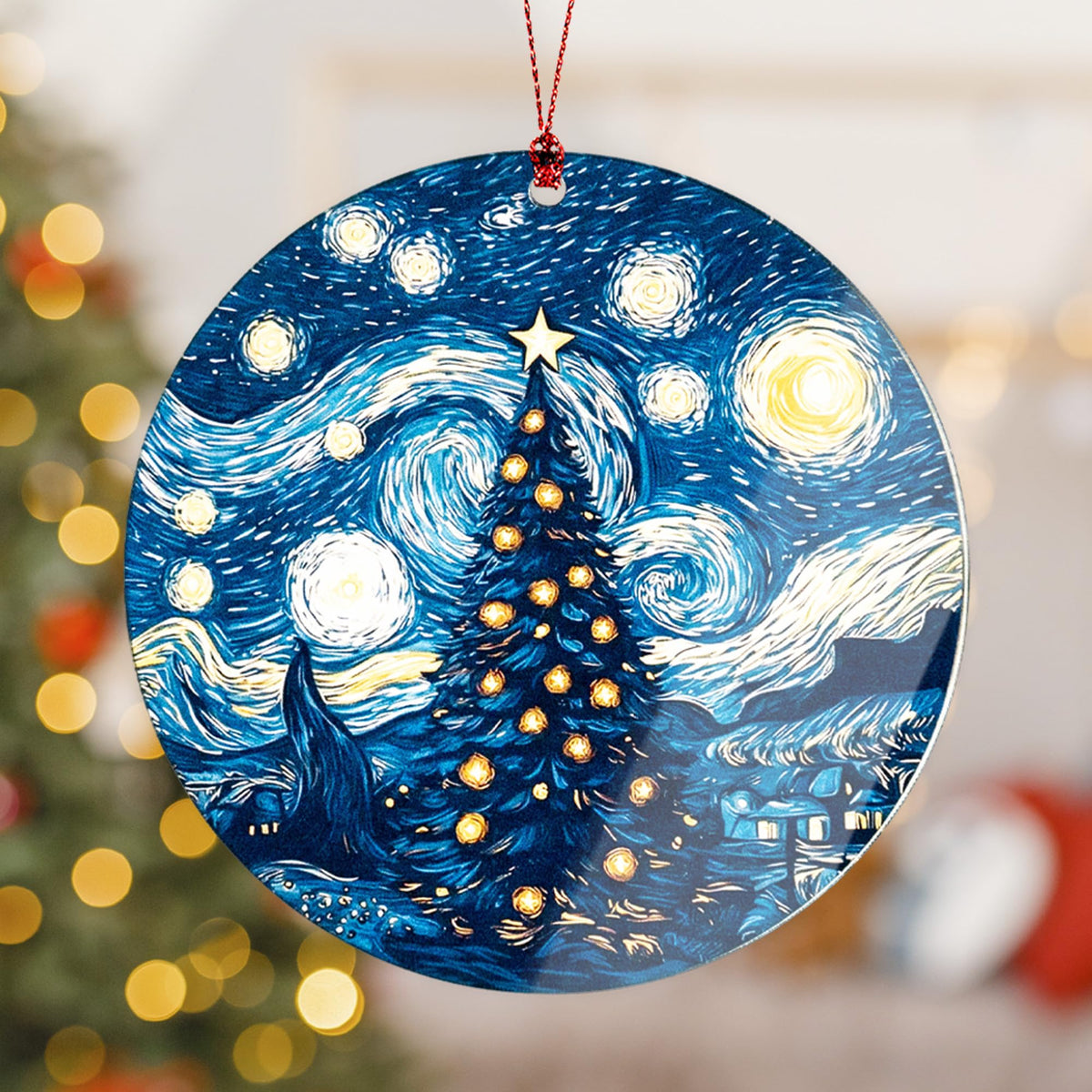 Starry Night Christmas Ornaments 2025, Star Ornament for Hanging Xmas Tree Decorations