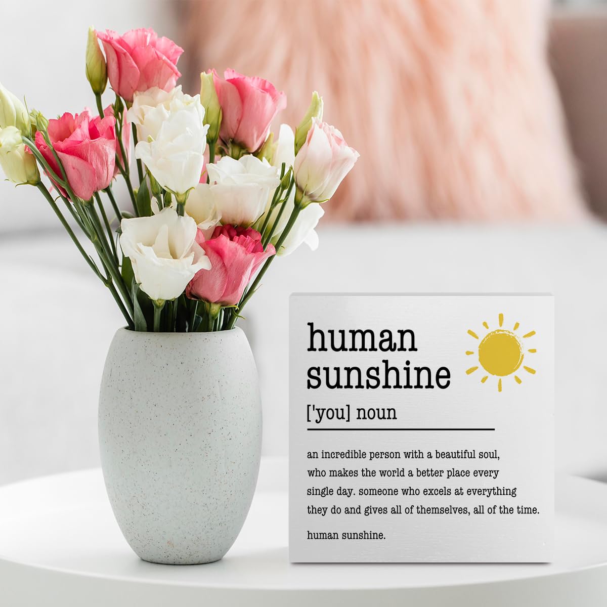 Sunshine Gifts Inspirational Office Supplies Human Sunshine Gift Decor White Wooden Box Sign