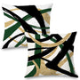 Black Gold Green Pillow Covers, Abstract Black and Gold Pillow Covers 18x18 Set of 2