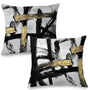 Velvet Black White Gold Pillow Covers, White Black and Gold Pillow Covers 18x18 Set of 2