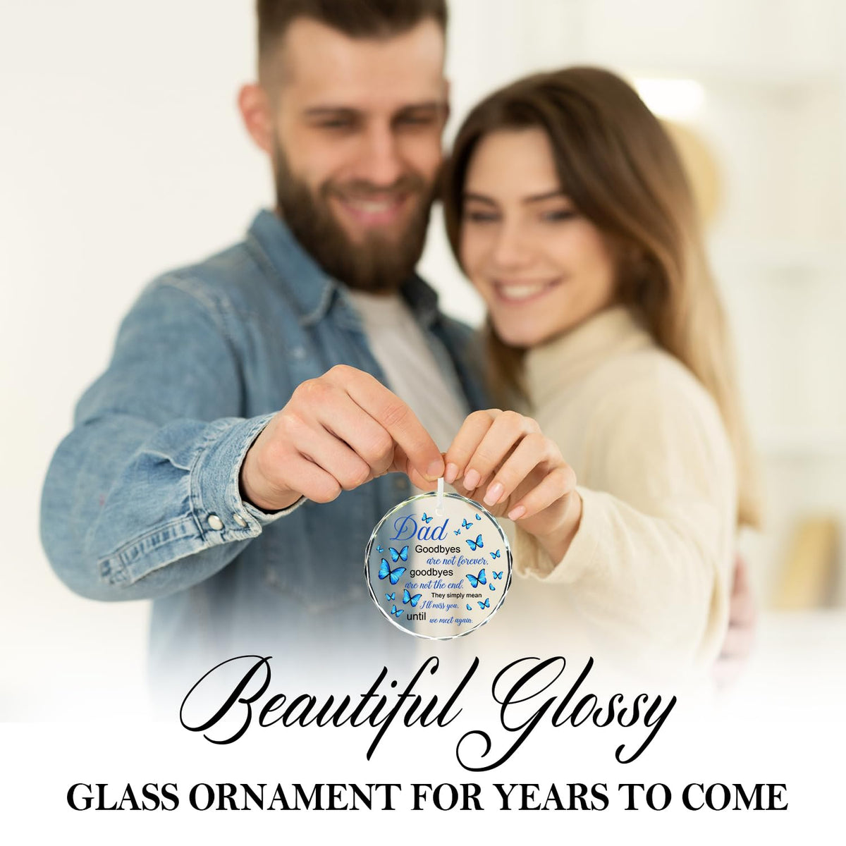 Sympathy Crystal Hanging Ornaments - Memorial & Remembrance Gifts for Loss of Father, Bereavement & Condolences, Christmas Glass Ornament