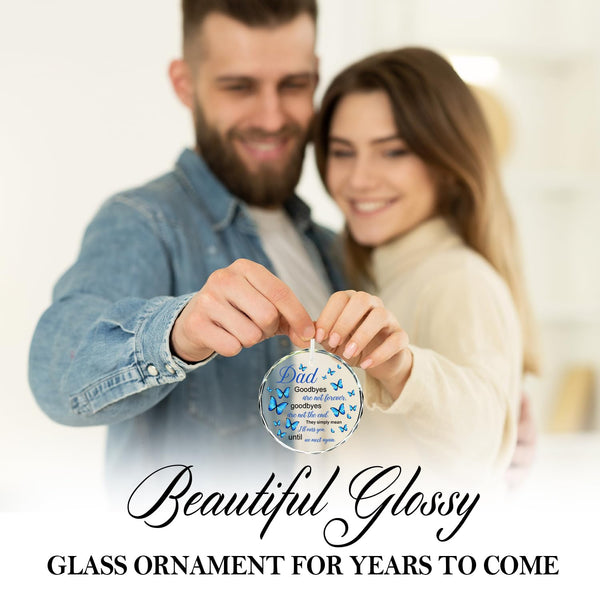 Sympathy Crystal Hanging Ornaments - Memorial & Remembrance Gifts for Loss of Father, Bereavement & Condolences, Christmas Glass Ornament