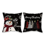Christmas Pillow Covers 18x18 Set of 2 Let it Snow Snowman Christmas Trees Xmas Black