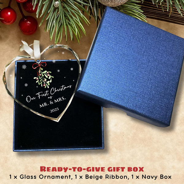 First Christmas Married Ornament 2025 - Mr and Mrs Gifts - Wedding Gifts for Couples, Newlyweds, Bride, Future Mr and Mrs