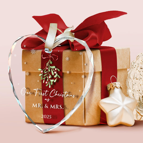 First Christmas Married Ornament 2025 - Mr and Mrs Gifts - Wedding Gifts for Couples, Newlyweds, Bride, Future Mr and Mrs
