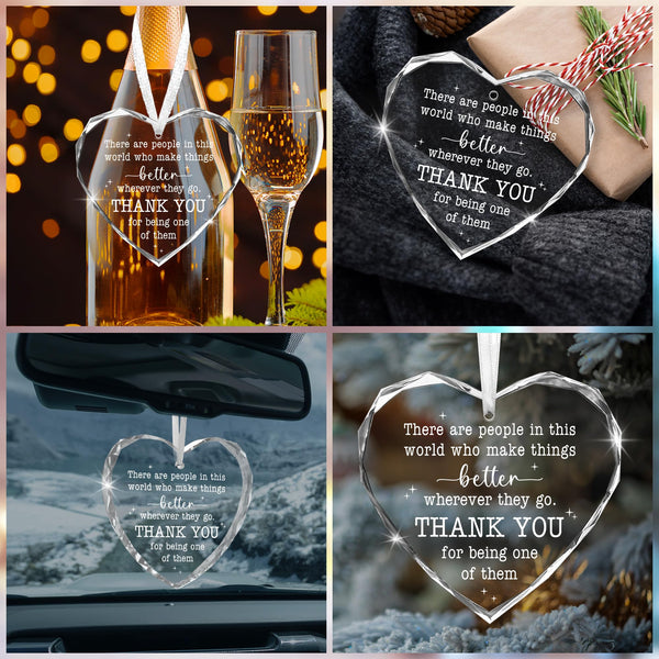 Christmas Thank You Gifts for Women - Glass Christmas Ornaments 2025 with Card for Xmas Decorations