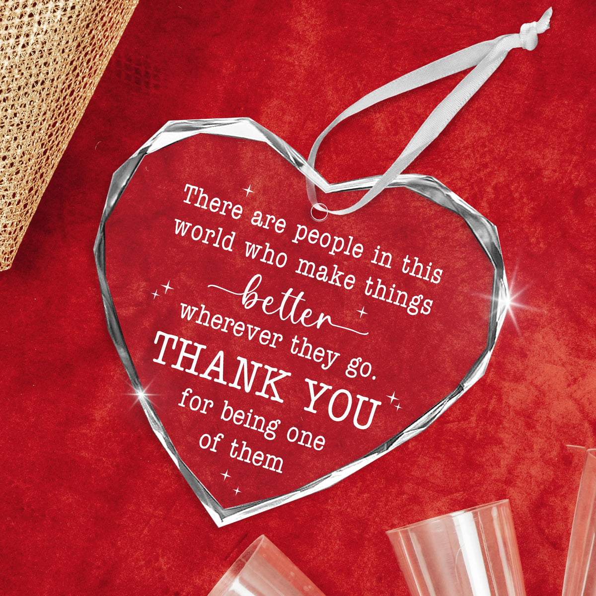Christmas Thank You Gifts for Women - Glass Christmas Ornaments 2025 with Card for Xmas Decorations