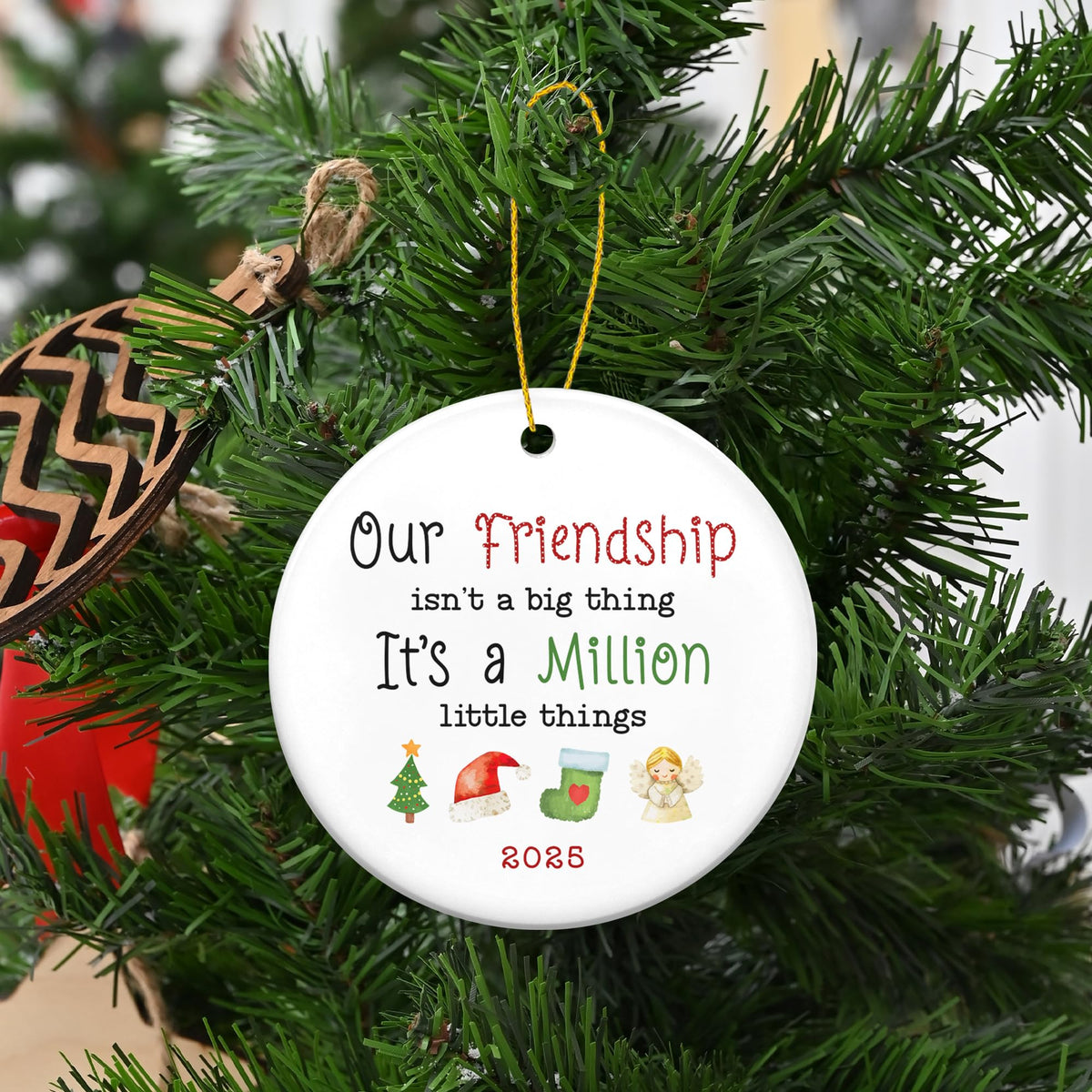 Christmas Friend Gifts for Women - Ceramic Christmas Ornaments 2025 for Tree Decorations - Inspirational BFF Bestie Gifts for Friends Women