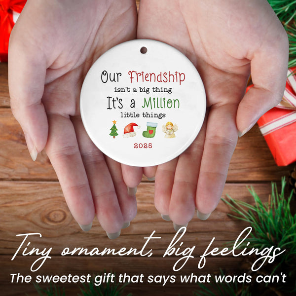 Christmas Friend Gifts for Women - Ceramic Christmas Ornaments 2025 for Tree Decorations - Inspirational BFF Bestie Gifts for Friends Women