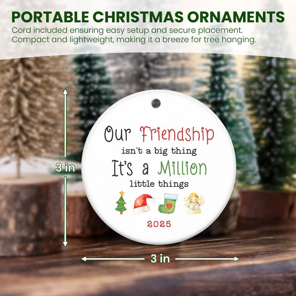 Christmas Friend Gifts for Women - Ceramic Christmas Ornaments 2025 for Tree Decorations - Inspirational BFF Bestie Gifts for Friends Women
