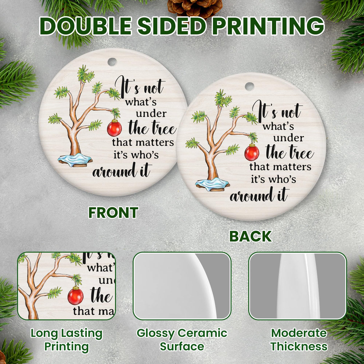 Christmas Ornaments Gifts for Women Men - Ceramic Christmas Ornaments 2025 for Tree Decorations - Inspirational Birthday Gifts for Mom Dad