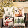 Christmas Decorations, Single Sided Plaid Throw Pillow Covers 18x18 Inches Set of 4, Christmas Tree, Snowflakes