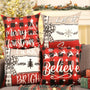 Velvet Christmas Decorations, Single Sided Throw Pillow Covers 18x18 Inches Set of 4