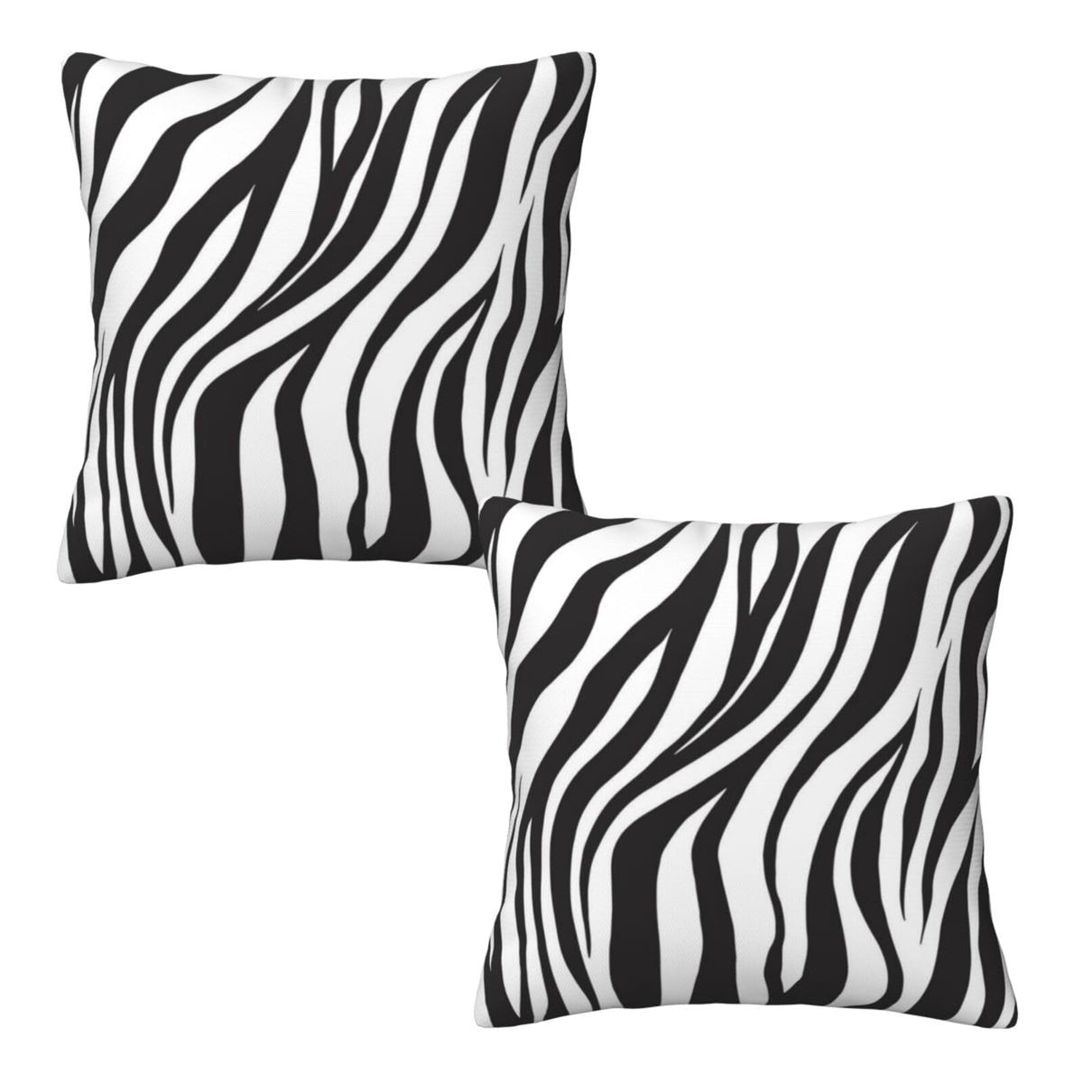 Black and White Zebra Print Striped Throw Pillow Covers 18x18 in Sets of 2 Couch Pillow Case