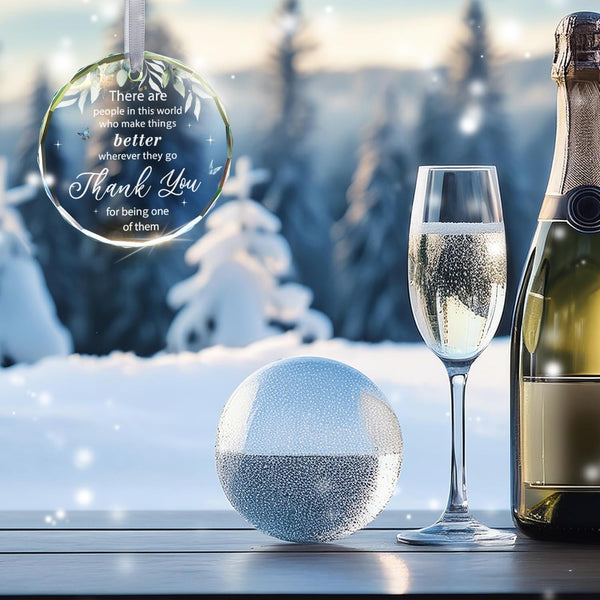 Thank You Christmas Crystal Glass Ornaments Gifts for Christmas Tree, Christmas Appreciation Ornament 2025 Gifts for Women Men Boss