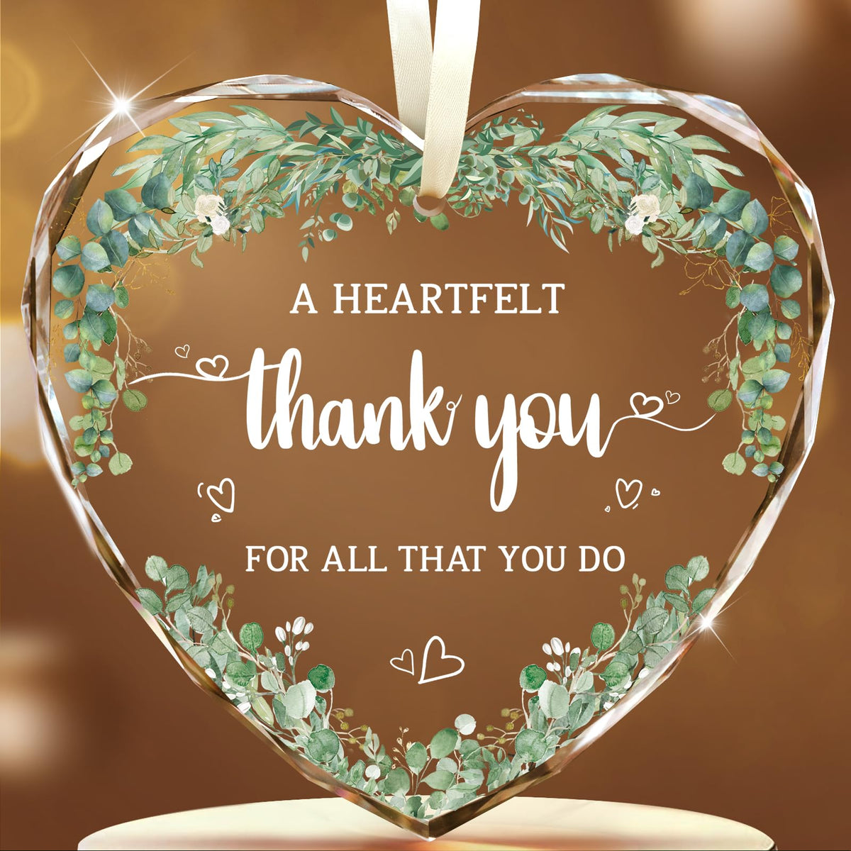 Thank You Gifts for Women, Thank You Glass Ornament Appreciation Gifts for Coworkers Teacher Best Friend