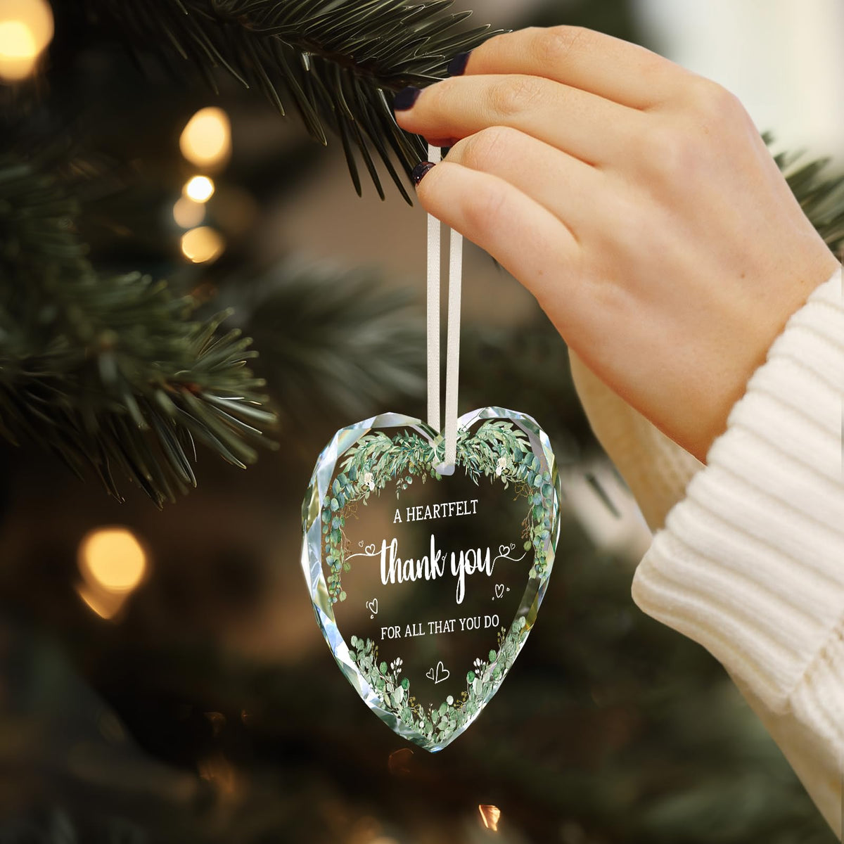 Thank You Gifts for Women, Thank You Glass Ornament Appreciation Gifts for Coworkers Teacher Best Friend